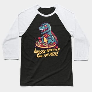 Rawrsome Pizza Lover Dinosaur T-Shirt Design Baseball T-Shirt
